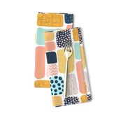 Geometric doodle shapes. Pink coral aqua blue gold orange navy blue abstract shapes. Rectangle pattern. Perfect for teenage girls and everyone else! 