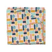 Geometric doodle shapes. Pink coral aqua blue gold orange navy blue abstract shapes. Rectangle pattern. Perfect for teenage girls and everyone else! 