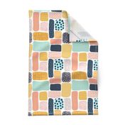 Geometric doodle shapes. Pink coral aqua blue gold orange navy blue abstract shapes. Rectangle pattern. Perfect for teenage girls and everyone else! 