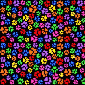 Rainbow Paw Print Scattered Small