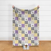 Little Lady//Love you till the cows come home Yellow/Purple - Wholecloth Cheater Quilt