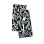 Vintage floral lace Dark blue invert