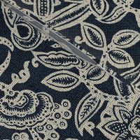 Vintage floral lace Dark blue invert