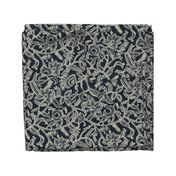 Vintage floral lace Dark blue invert