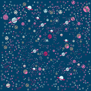 Space Print with Planets and Stars