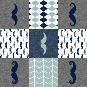 mustaches in navy and dusty blue with argyle (90)