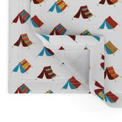 Camping tents on a white background. Teepee tents. Gypsy tent. Boho tents. Glamping tents. 