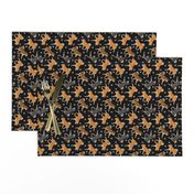 Tiny Trotting Shiba Inu and paw prints B - black