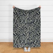 Vintage floral lace Dark blue 300 invert