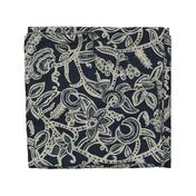 Vintage floral lace Dark blue 300 invert