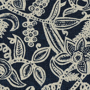 Vintage floral lace Dark blue 300 invert