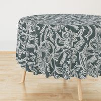 Vintage floral lace gray inv