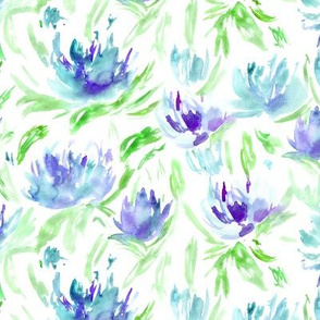 Summer vibes in blue || watercolor floral pattern