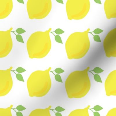 Lemons in a row on a white background. 