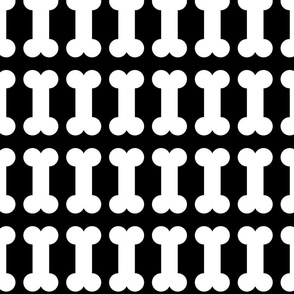 Bones pattern. Design for dogs apparel. White on black.