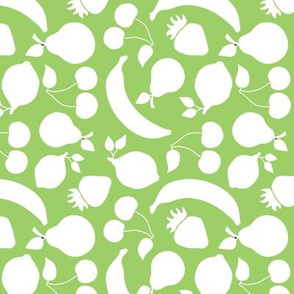 Fruit silhouettes on green background