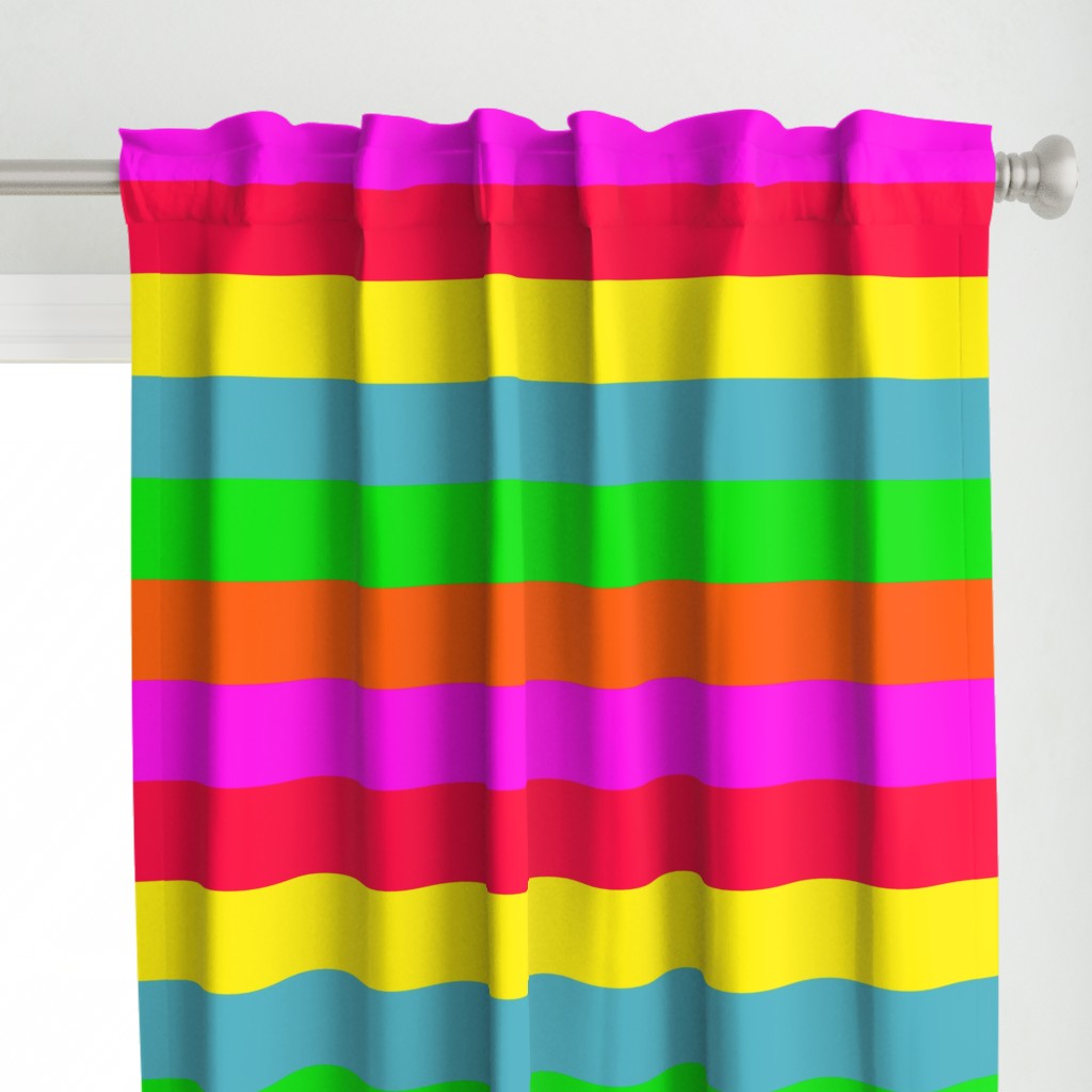 Neon Hawaiian Rainbow Horizontal Cabana Stripes 