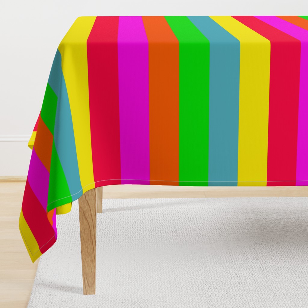 Neon Hawaiian Rainbow Horizontal Cabana Stripes 