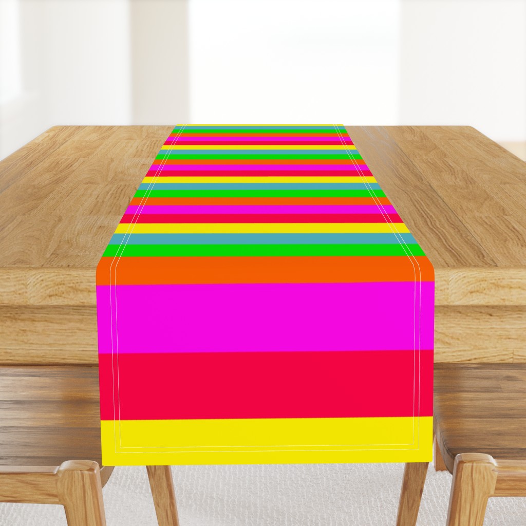 Neon Hawaiian Rainbow Horizontal Cabana Stripes 