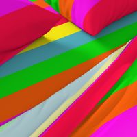 Neon Hawaiian Rainbow Horizontal Cabana Stripes 