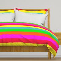 Neon Hawaiian Rainbow Horizontal Cabana Stripes 