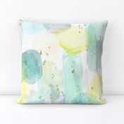 watercolor + stars abstract - teal mint  yellow