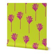 Vintage palm trees pink on lime green