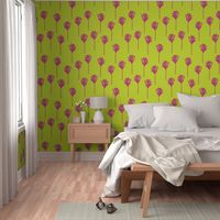 Vintage palm trees pink on lime green