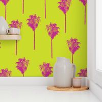 Vintage palm trees pink on lime green