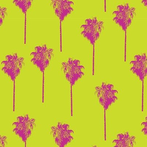 Vintage palm trees pink on lime green