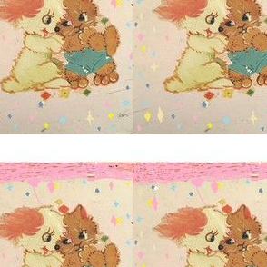 retro kittycat puppy love nursery wallpaper