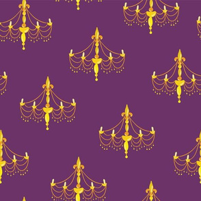 Chandelier silhouettes on a purple background