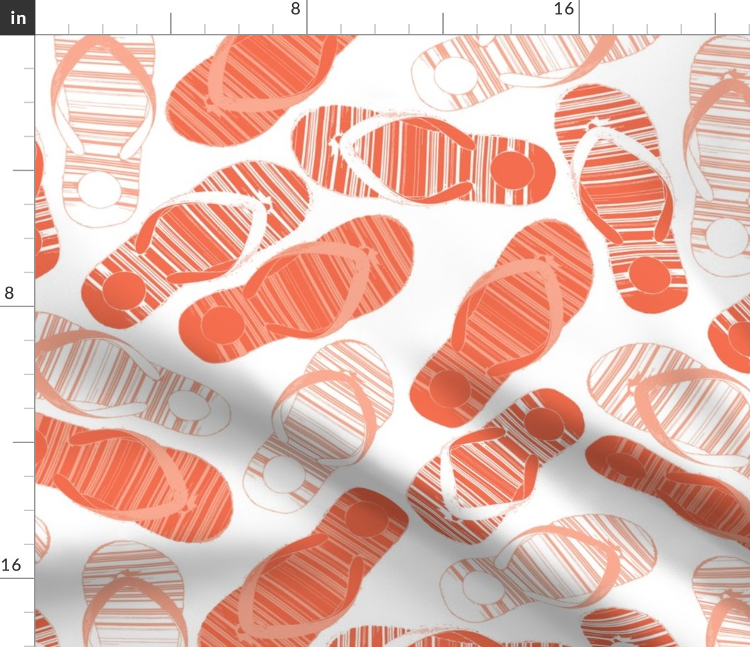 Retro inspired flip flop print. Larger scale.