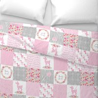 Woodland Deer Floral Patchwork – Dearly Loved – Pink Fawn Baby Girl Quilt Top 