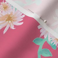 Watercolor flower garland on pink