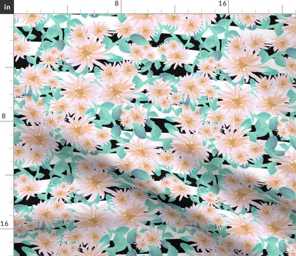 Watercolor flowers on a black and white - Spoonflower