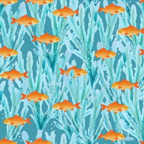 Goldfish with Blue Kelp