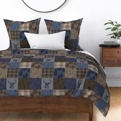 Rustic Buck Wholecloth Quilt - Navy and Brown