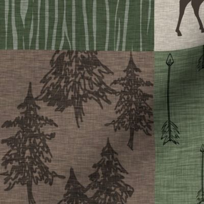 Woods Quilt - Hunter Green and Brown - Deer and Arrows