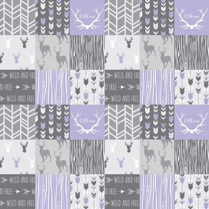 3” Patchwork Deer - lilac and greys