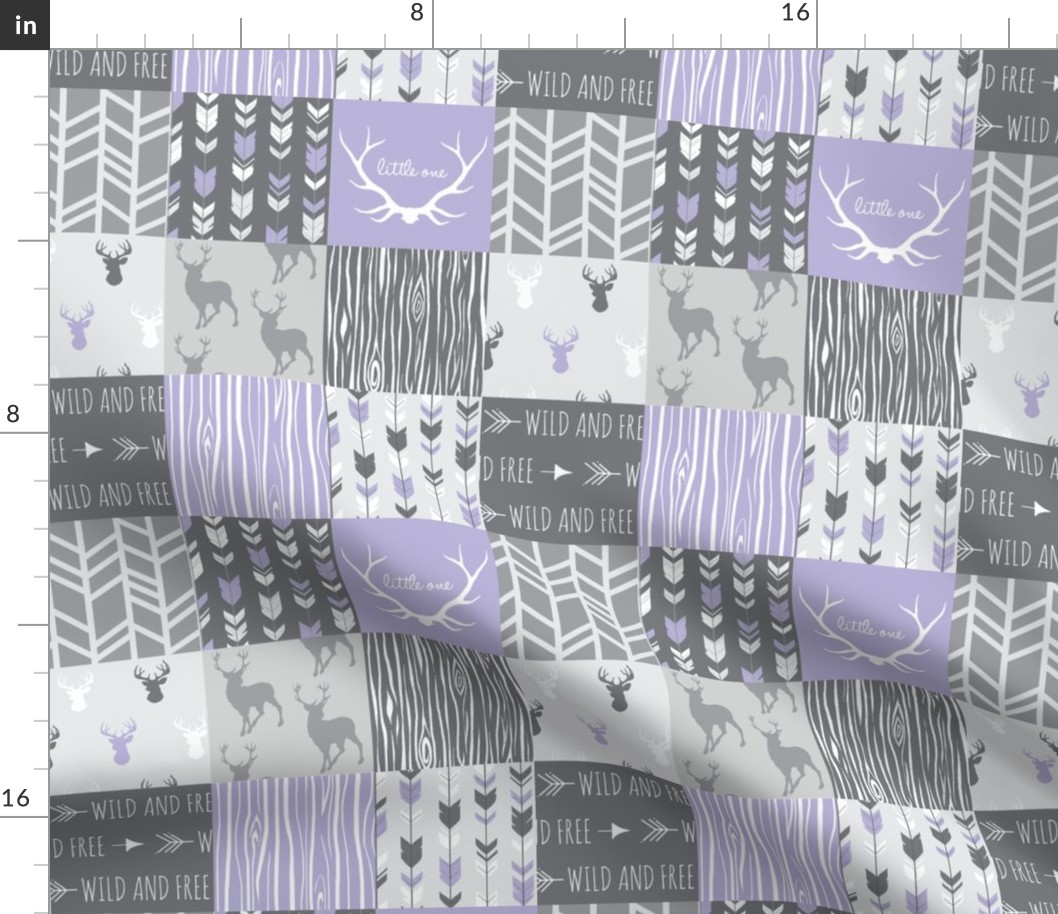 3” Patchwork Deer - lilac and greys