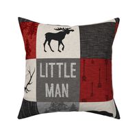 Little man quilt - red, cream, grey and black - woodland animals