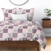 Love you Forever Woodland Quilt - Pink and Purple - ROTATED