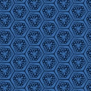 Hexagon Block Print in Indigo