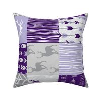 Wholecloth Patchwork Deer - purple and grey - rotated