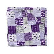 Wholecloth Patchwork Deer - purple and grey - rotated