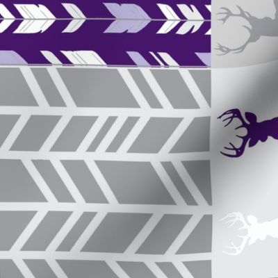 Wholecloth Patchwork Deer - purple and grey - rotated