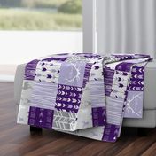 Wholecloth Patchwork Deer - purple and grey - rotated