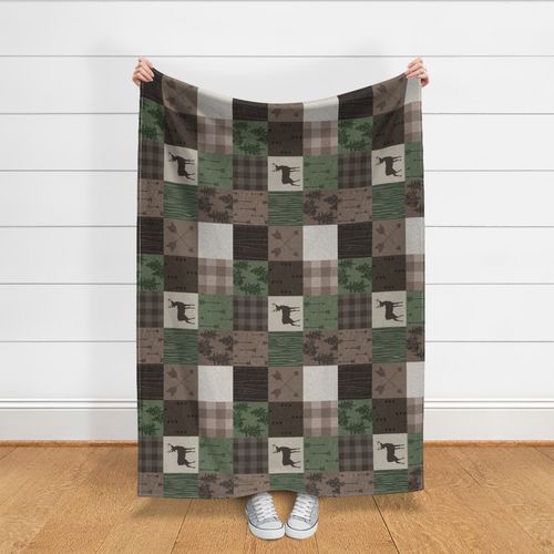 Wood Quilt - Hunter Green and Brown - ROTATED