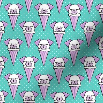 dog cones - icecream cones dogs - purple on teal with polka dots